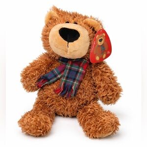 GUND George Teddy Bear Plush Brown Tartan Scarf Stuffed Animal 11” NWT